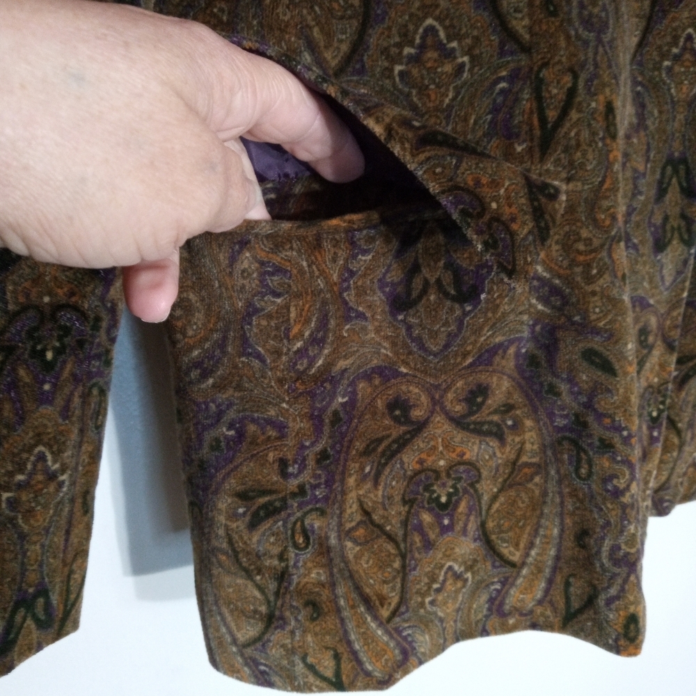 Andrea Vicaro Vintage velvet paisley one button blazer women's size 12 - Picture 6 of 9